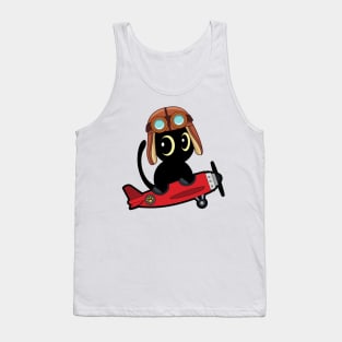 Cute black cat is in a vintage plane Tank Top